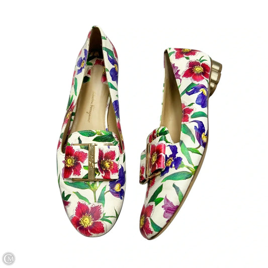 Shoes Luxury Designer By Ferragamo In Floral Print, Size: 10