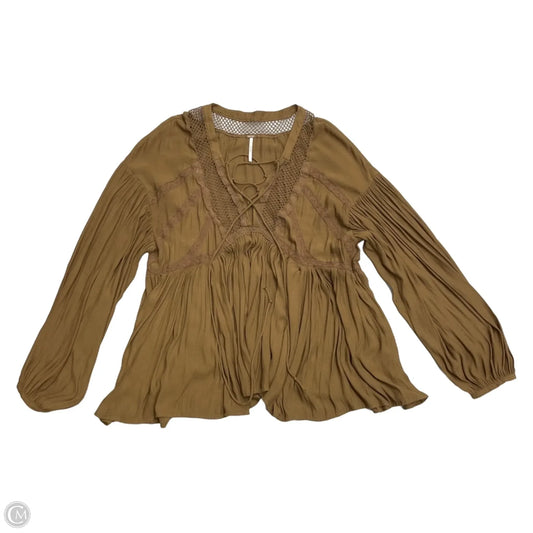 Top Long Sleeve By Free People In Tan, Size: L