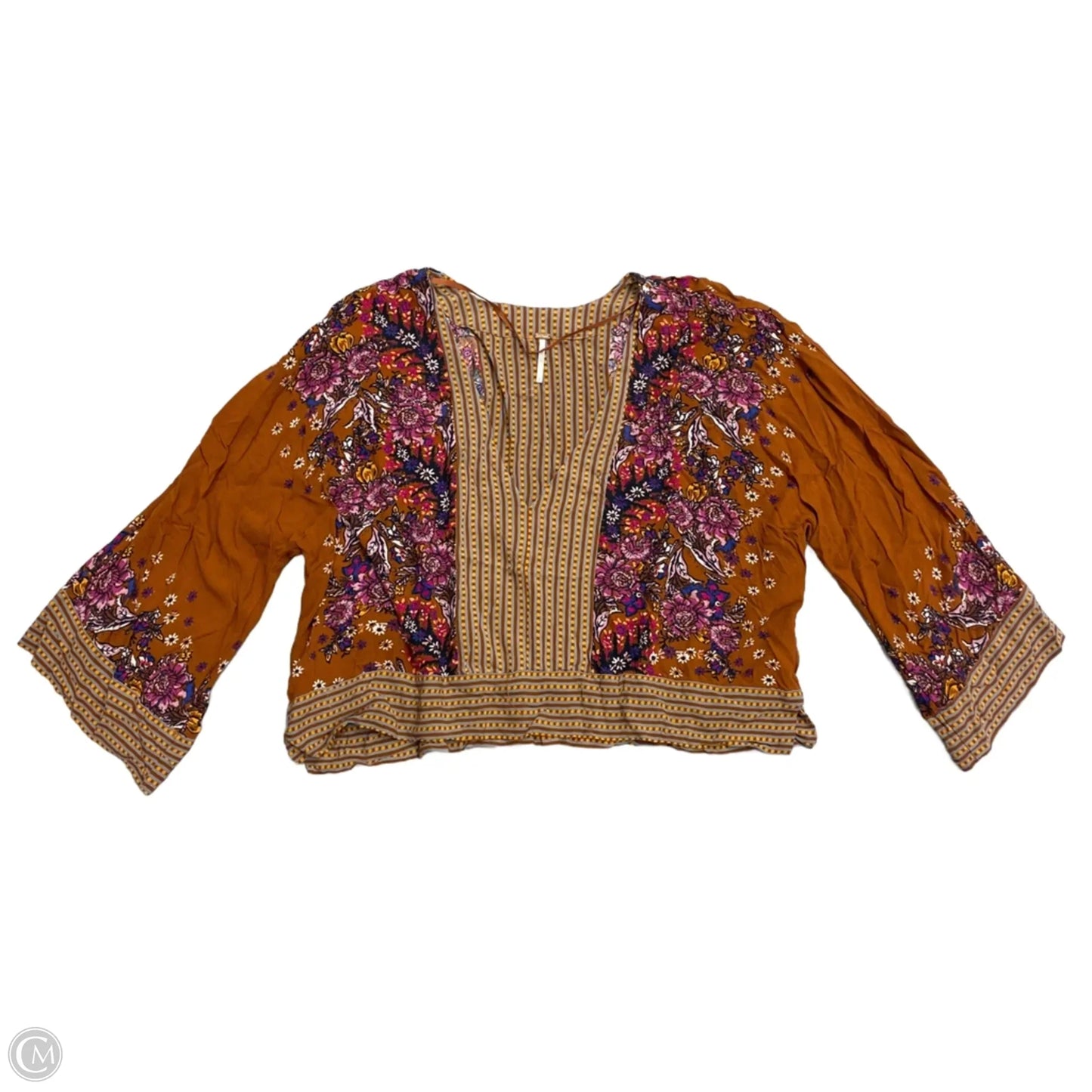Top Long Sleeve By Free People In Brown & Purple, Size: L