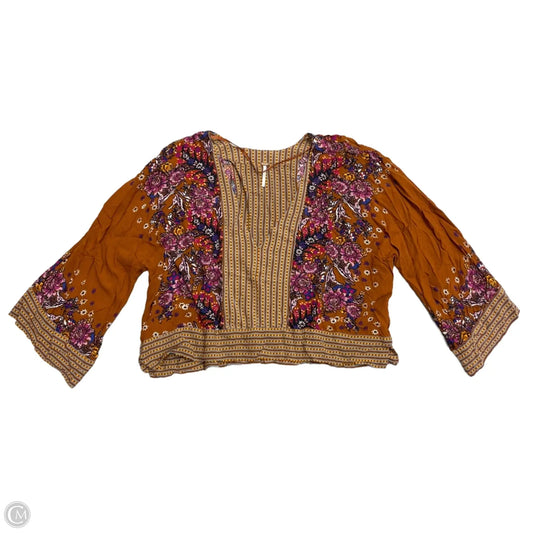 Top Long Sleeve By Free People In Brown & Purple, Size: L