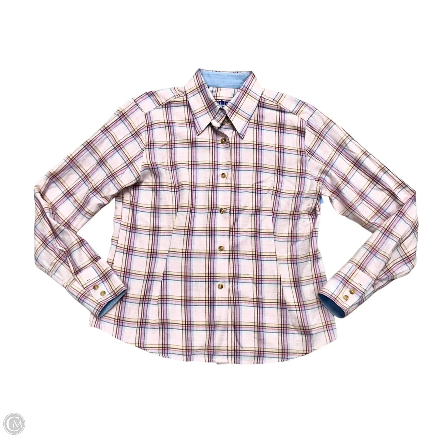 Top Long Sleeve By Barbour In Plaid Pattern, Size: M
