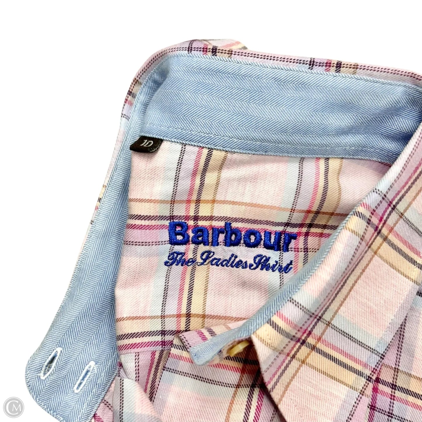 Top Long Sleeve By Barbour In Plaid Pattern, Size: M