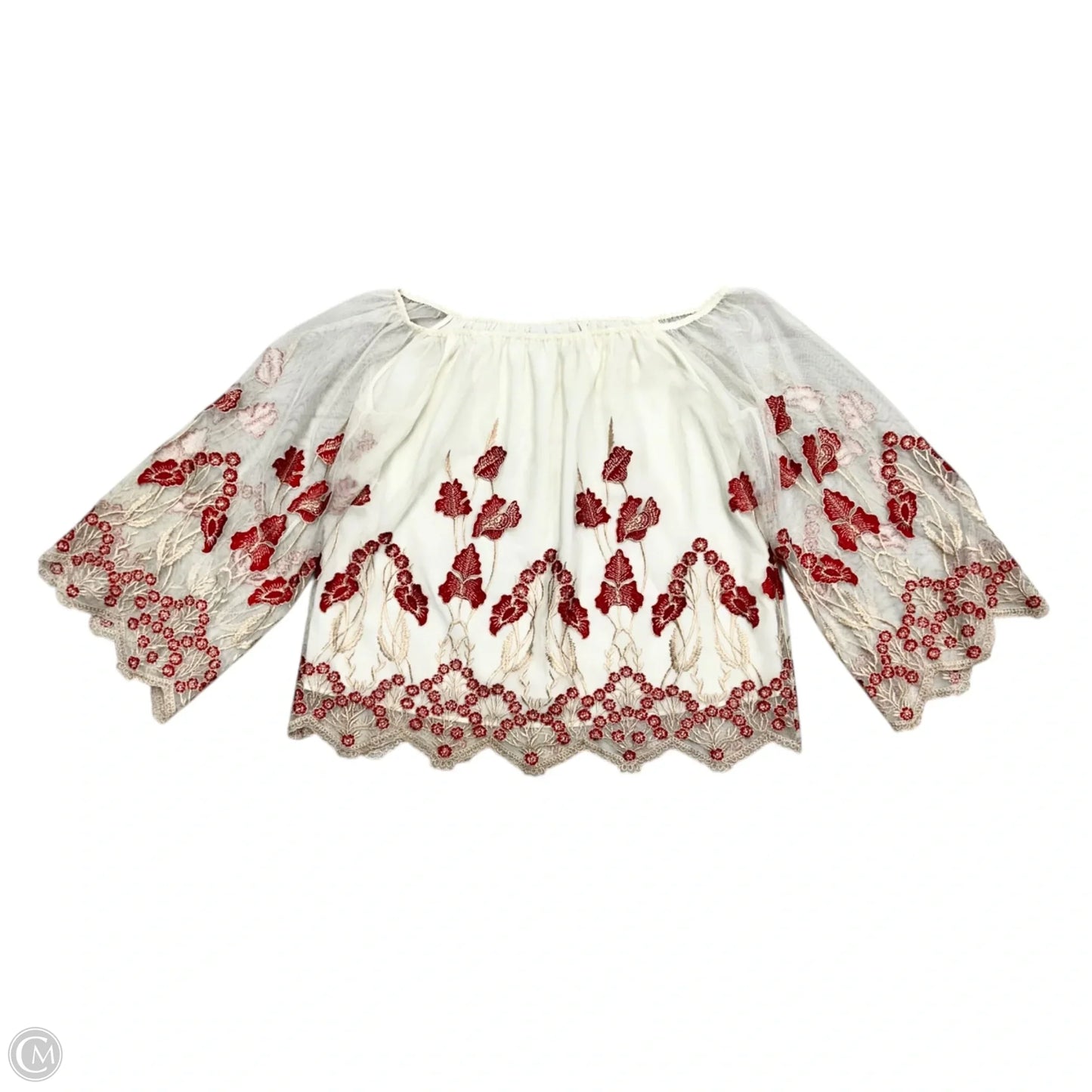 Top Long Sleeve Designer By Alice + Olivia In Red & White, Size: S