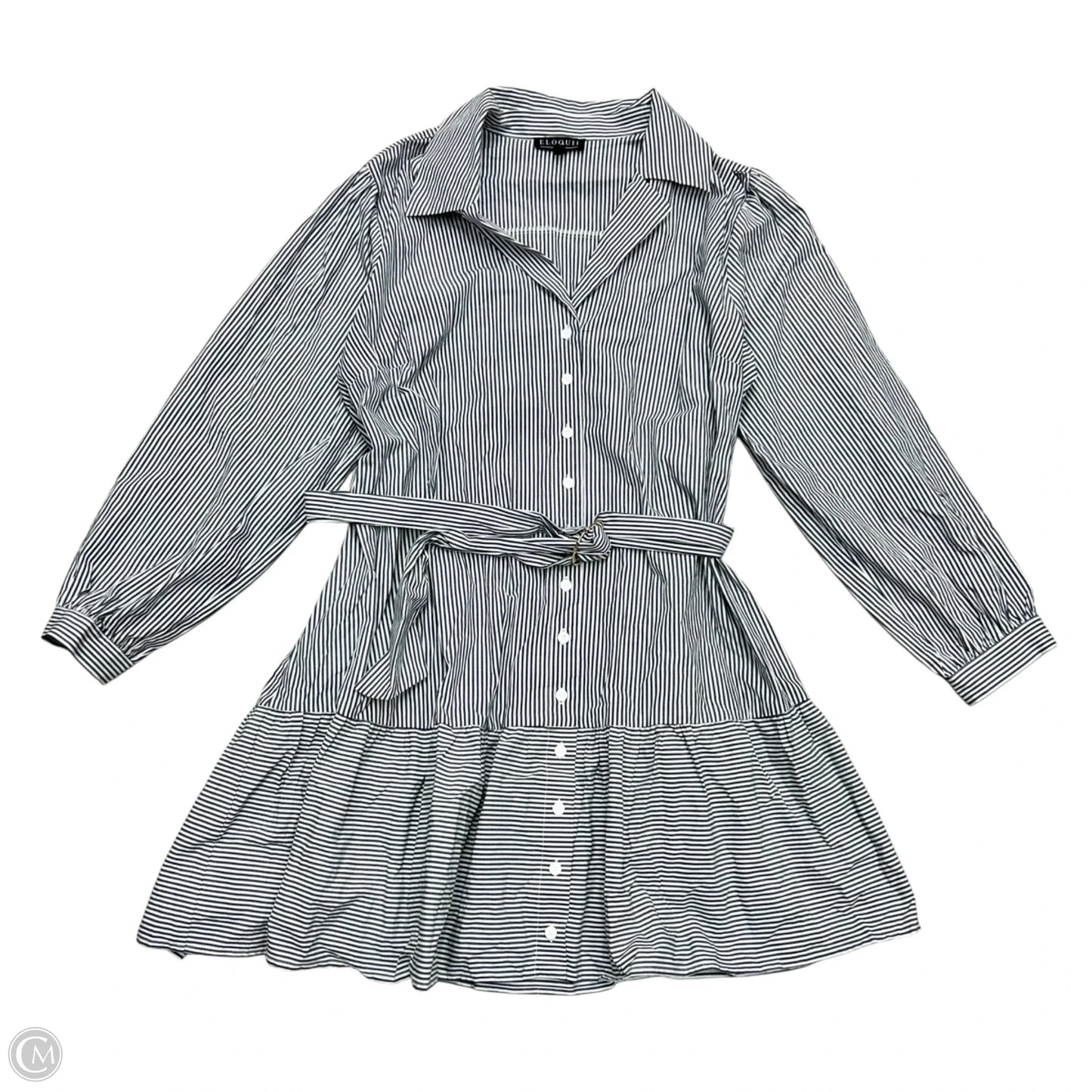 Dress Casual Midi By Eloquii In Grey & White, Size: 2x