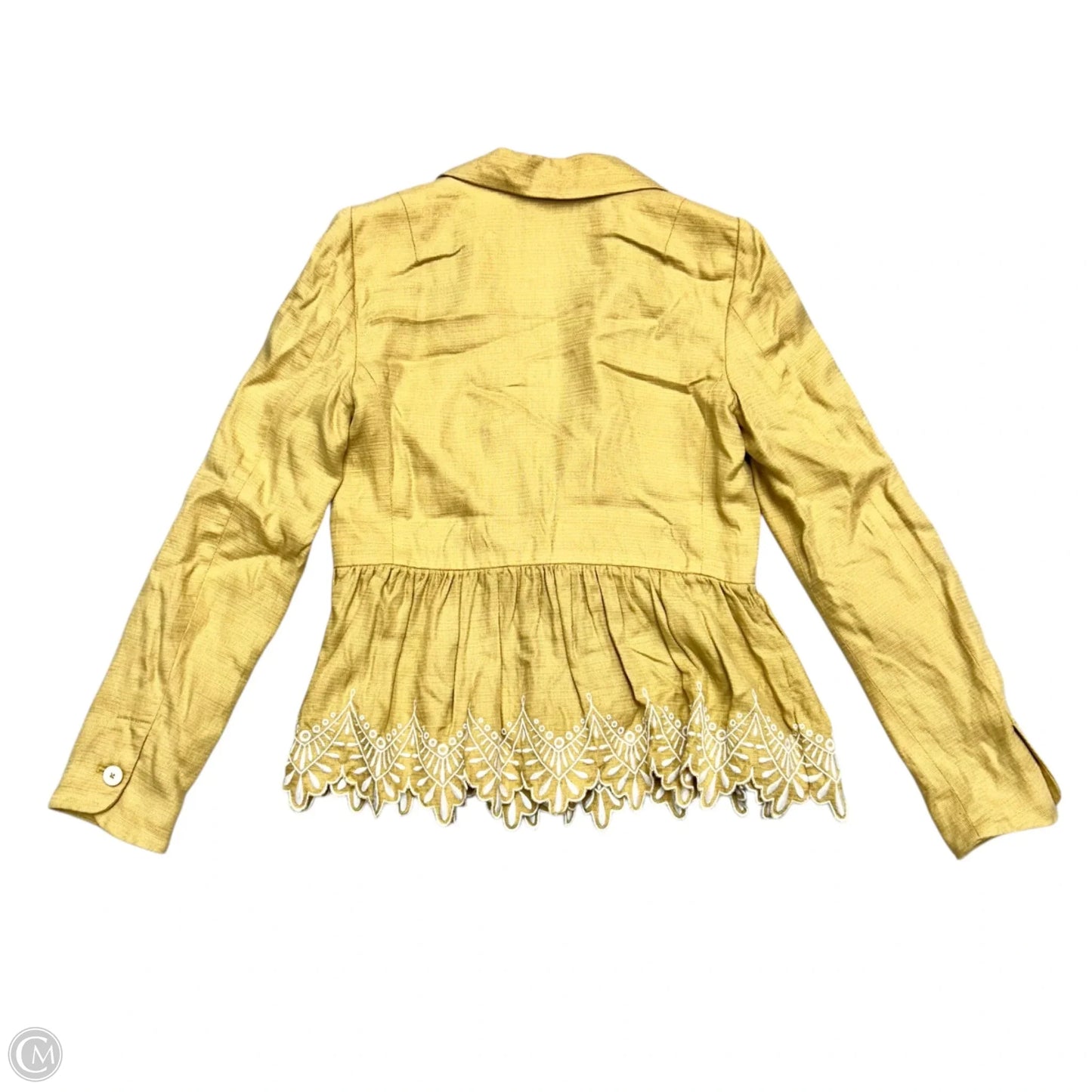 Blazer By Anthropologie In White & Yellow, Size: S