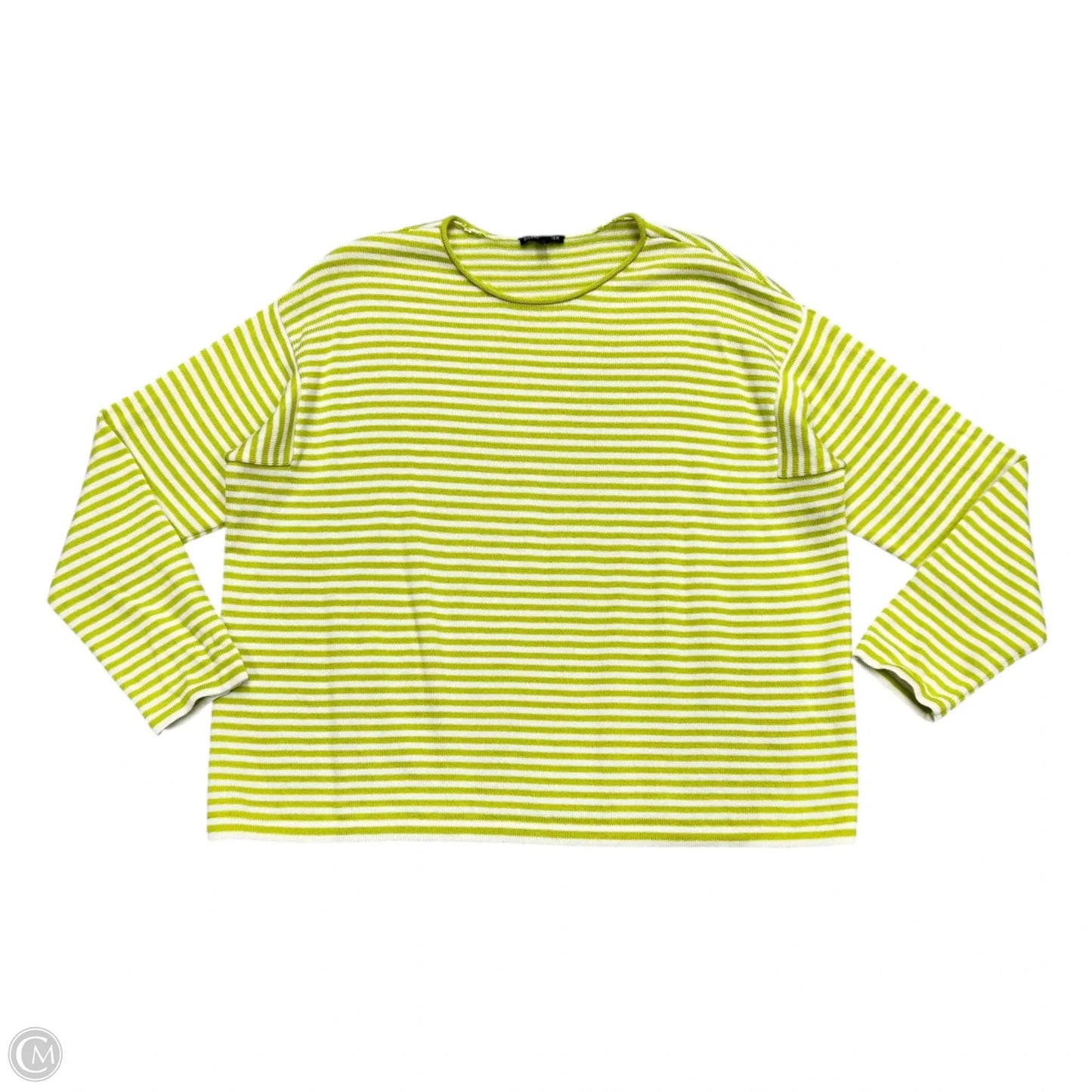 Sweater By Eileen Fisher In Green & White, Size: L