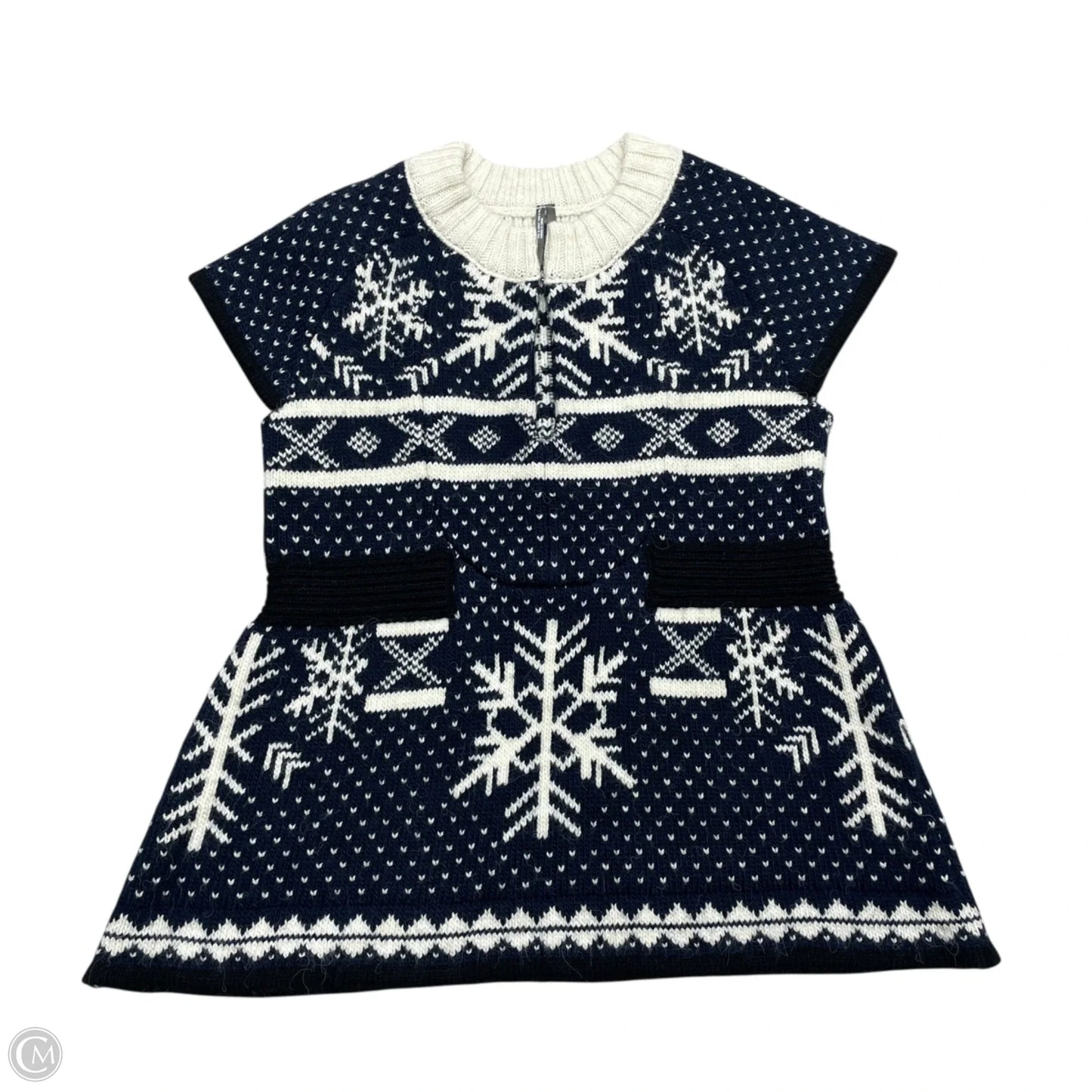 Sweater Short Sleeve By Anthropologie In Blue & Cream, Size: S