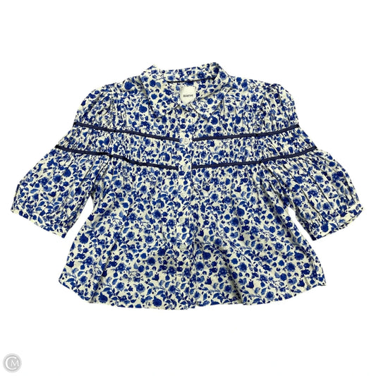 Top Short Sleeve By Maeve In Blue & White, Size: S