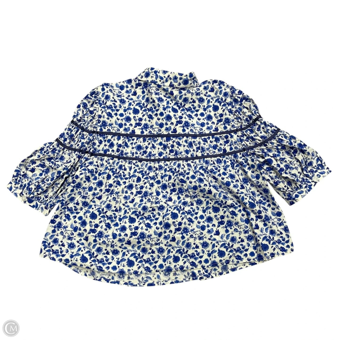 Top Short Sleeve By Maeve In Blue & White, Size: S