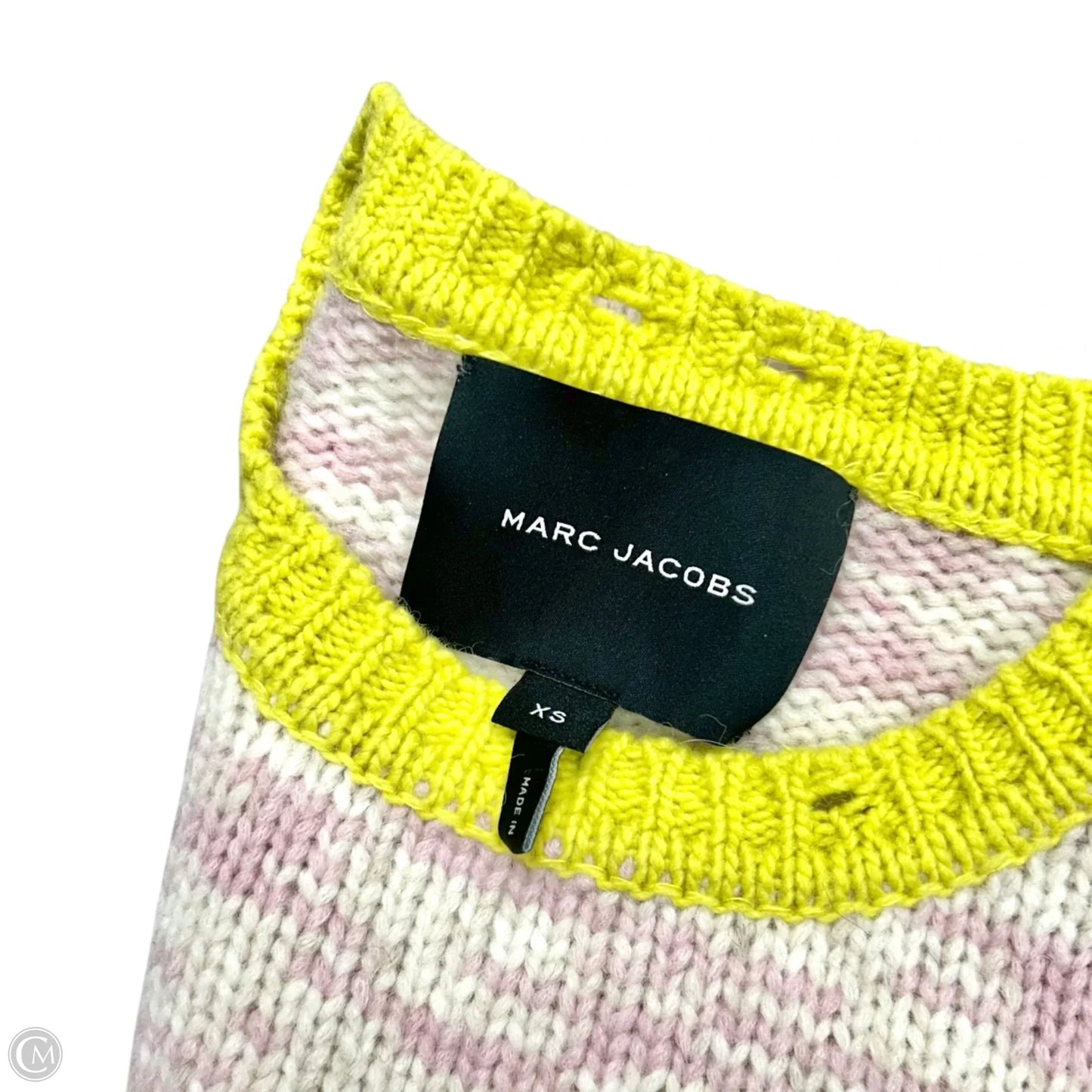 Sweater Luxury Designer By Marc Jacobs In Pink & Yellow, Size: Xs