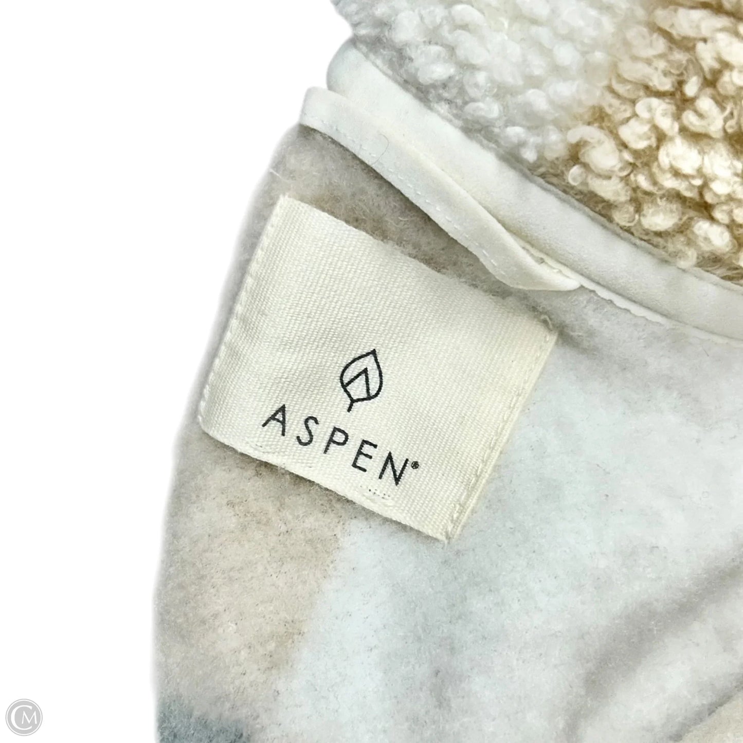 Coat Faux Fur & Sherpa By Aspen In Grey & Tan, Size: 2x