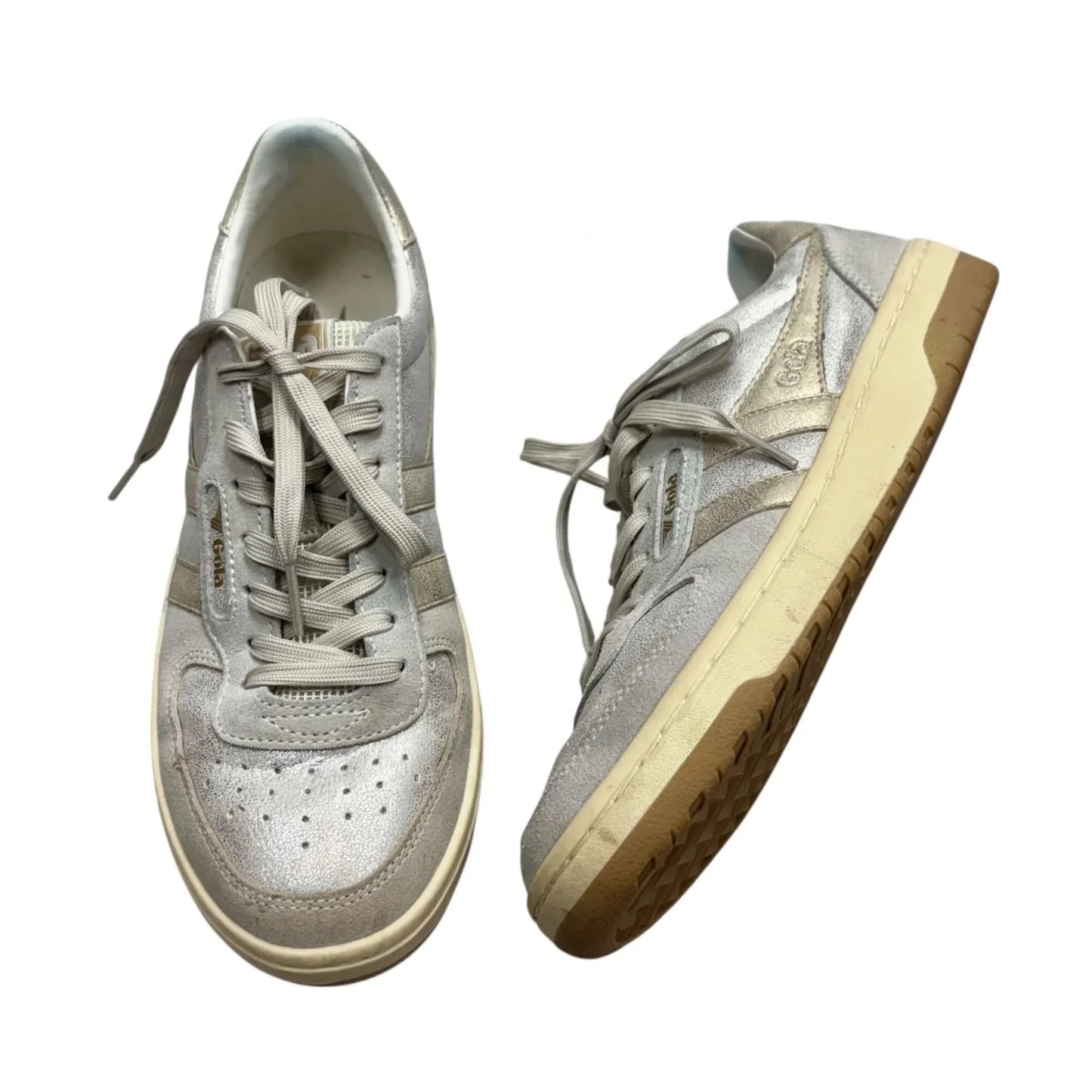 Shoes Sneakers By Gola In Gold & Silver, Size: 7