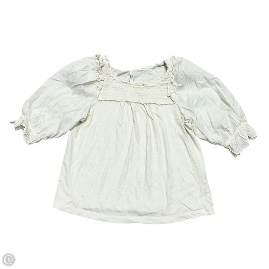 Top Short Sleeve By Anthropologie In Cream, Size: Xs