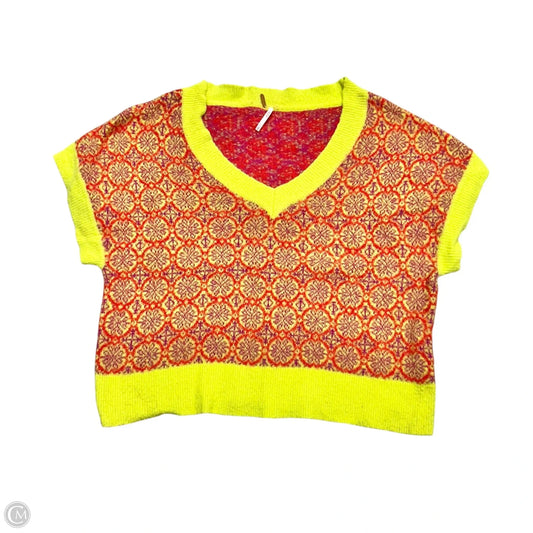 Sweater Short Sleeve By Free People In Green & Orange, Size: L