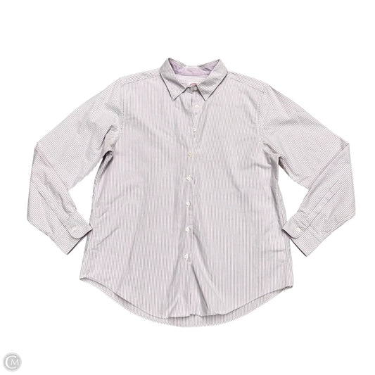 Top Long Sleeve By Brooks Brothers In Purple & White, Size: Xl