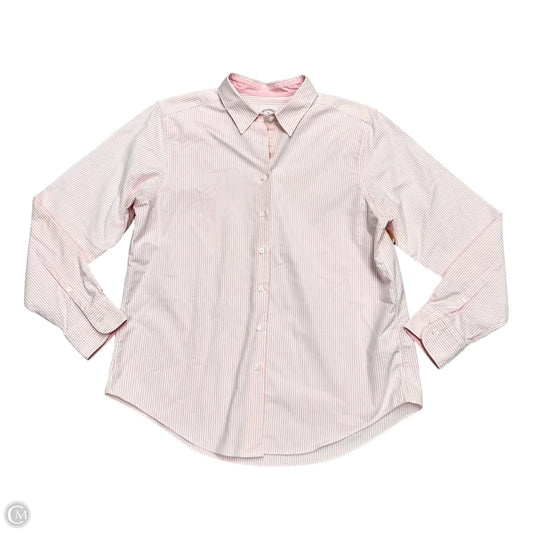 Top Long Sleeve By Brooks Brothers In Pink & White, Size: Xl