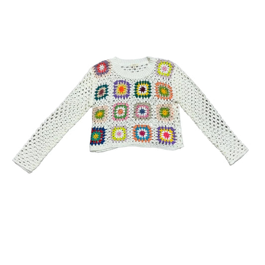 Sweater By Debut In White & Yellow, Size: S