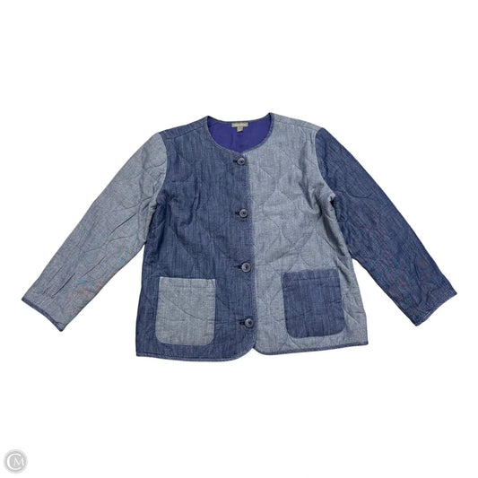 Jacket Puffer & Quilted By Style And Company In Blue Denim, Size: L