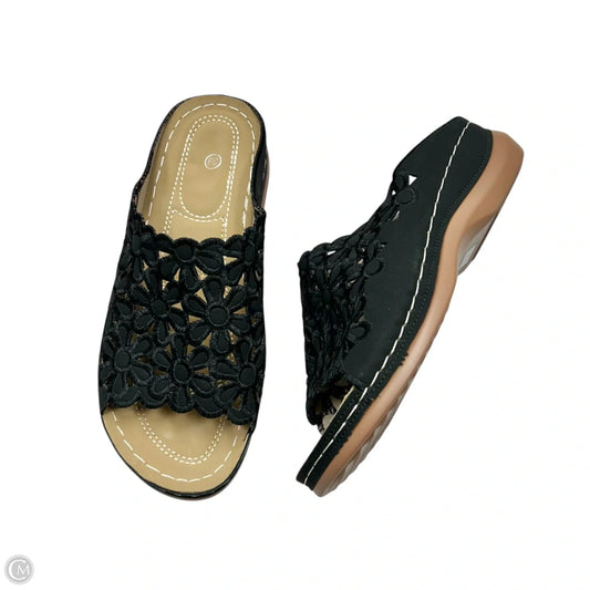 Sandals Heels Wedge In Black, Size: 7.5