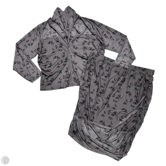 Skirt Set 2pc By Ashley Stewart In Black & Grey, Size: 4x