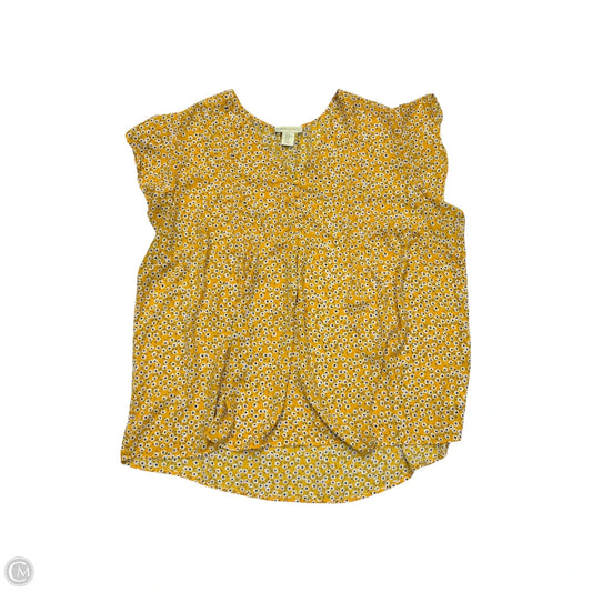Top Short Sleeve By Cynthia Rowley In White & Yellow, Size: 2x