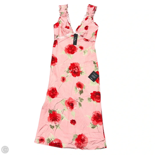 Dress Party Midi By Lulus In Pink & Red, Size: M