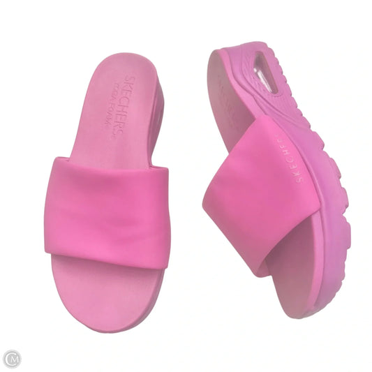 Sandals Heels Wedge By Skechers In Pink, Size: 7