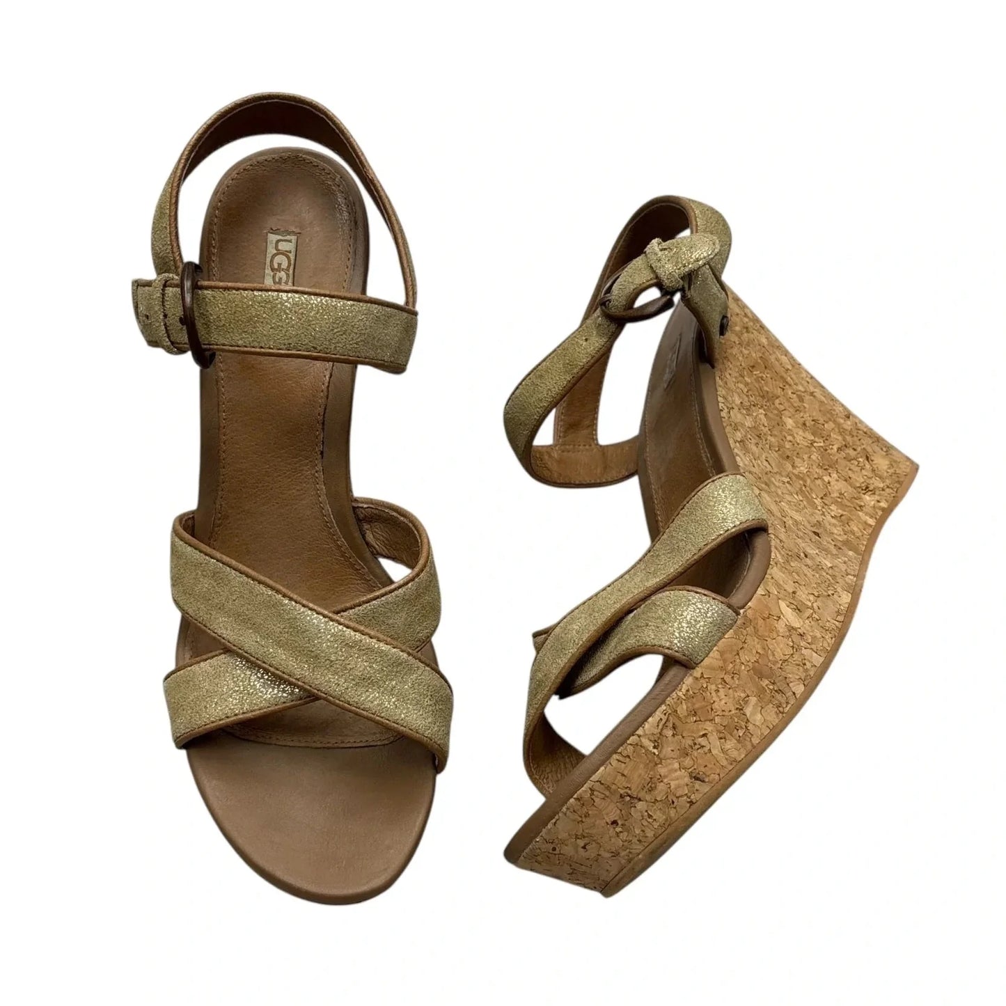 Sandals Designer By Ugg In Gold, Size: 9.5
