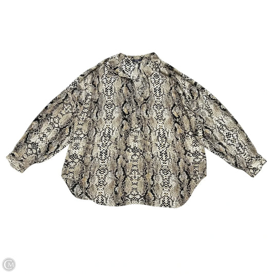 Top Long Sleeve By Not Your Daughters Jeans In Snakeskin Print, Size: 1x