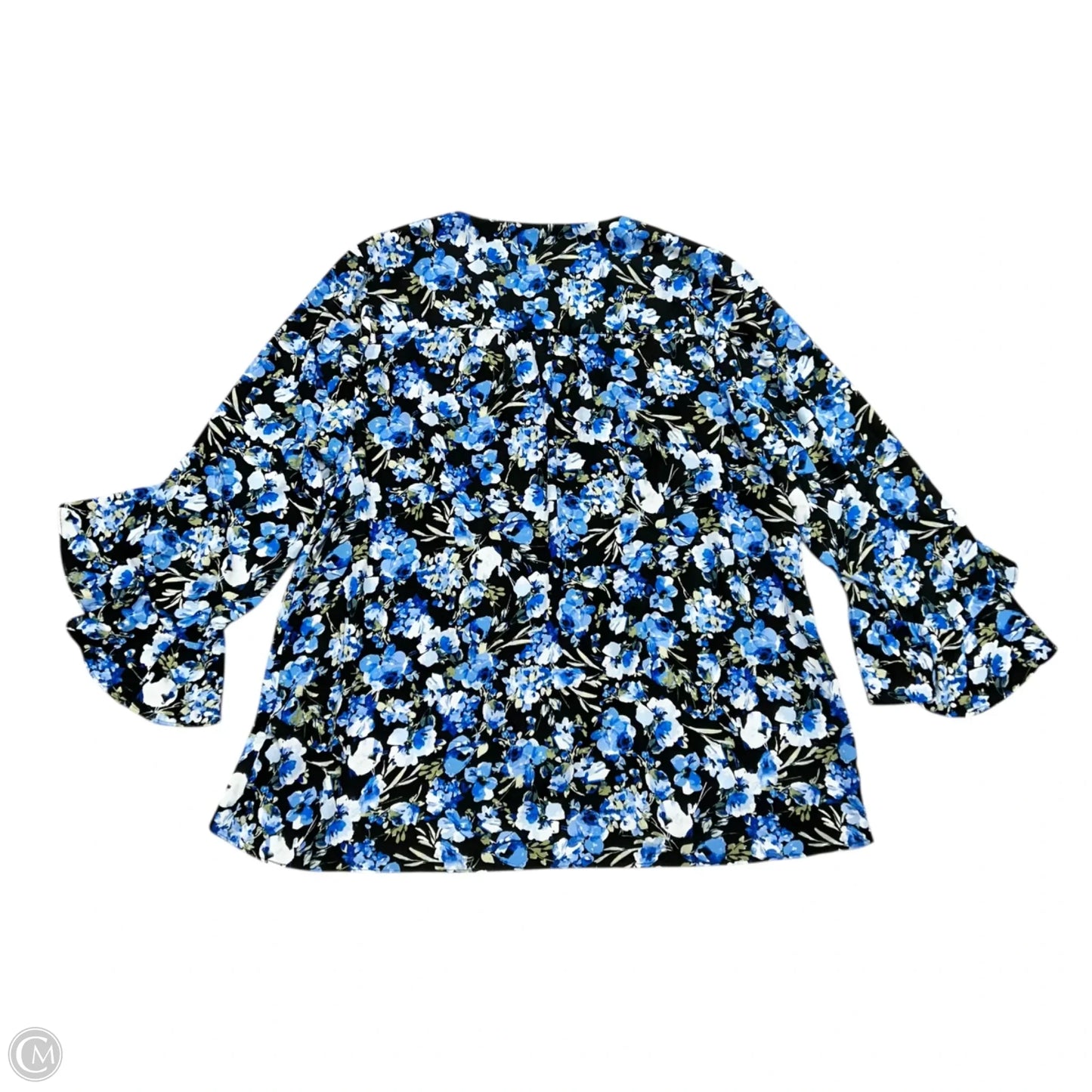 Top Long Sleeve By Vince Camuto In Black & Blue, Size: 1x