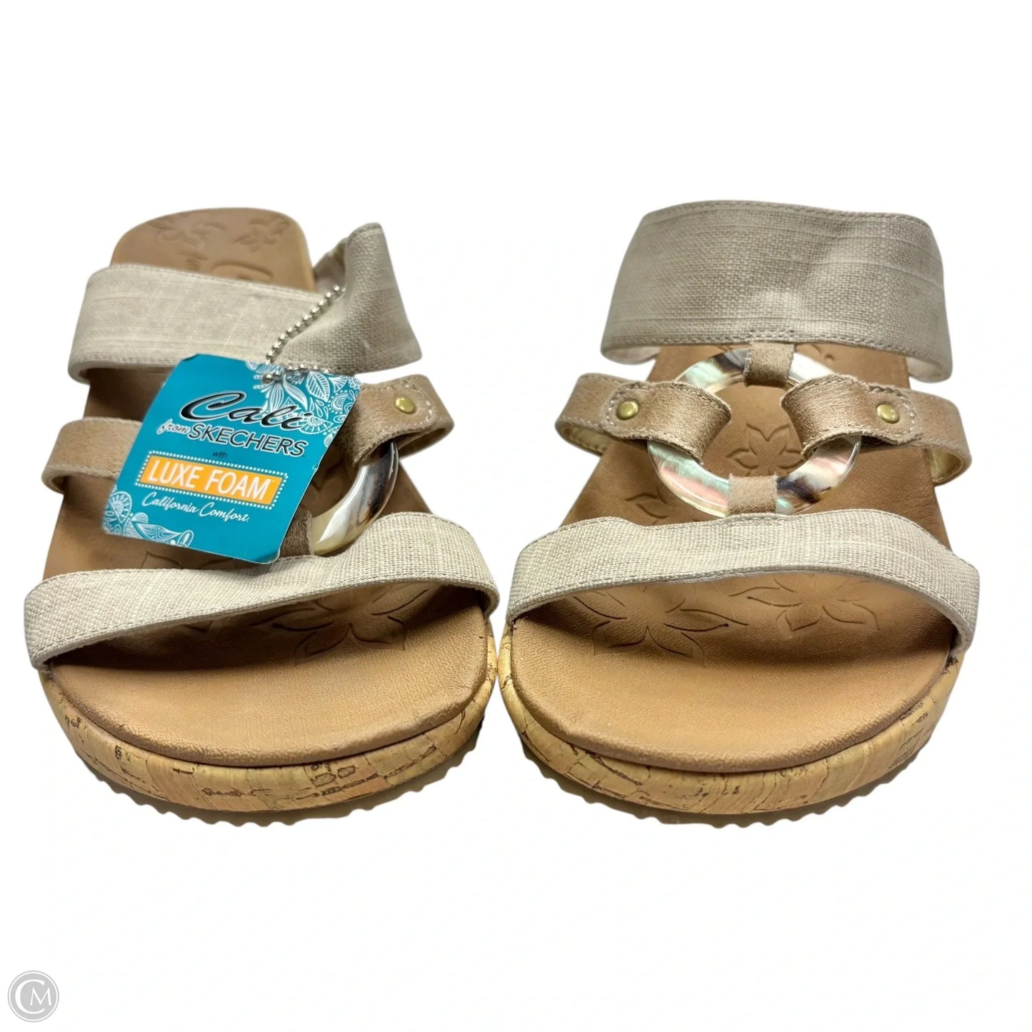 Sandals Heels Wedge By Skechers In Tan, Size: 9.5