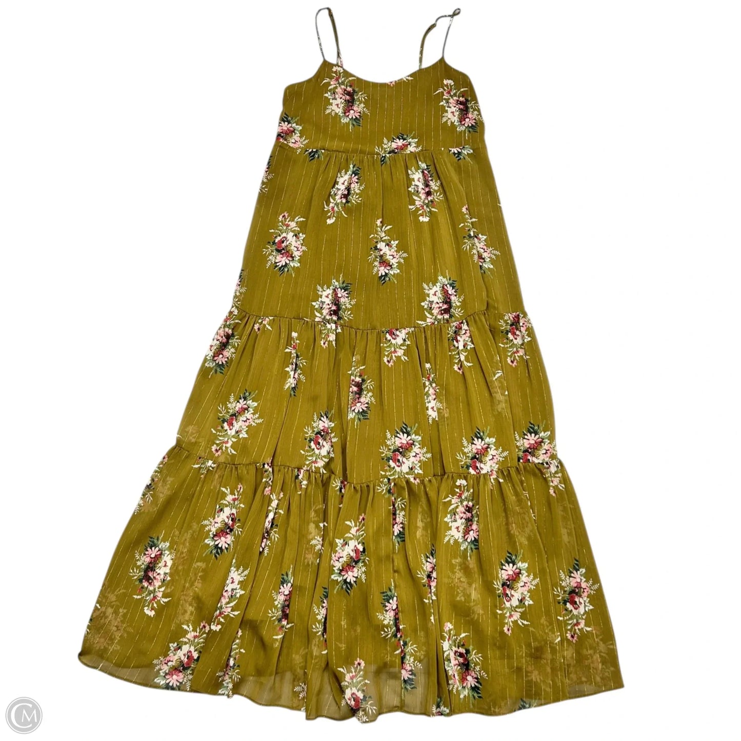 Dress Casual Midi By Madewell In Green & Pink, Size: Xs
