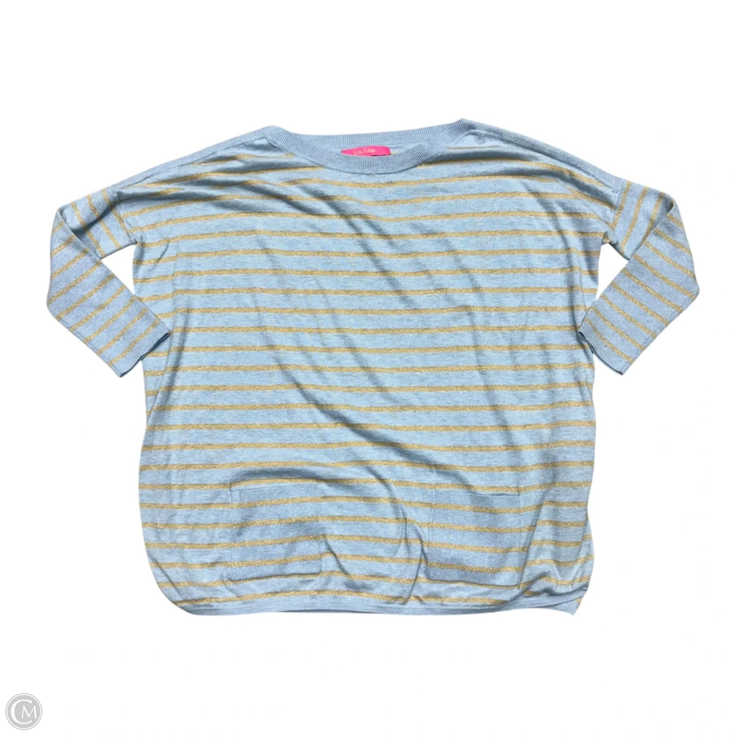 Top Long Sleeve Designer By Lilly Pulitzer In Blue & Gold, Size: Xs