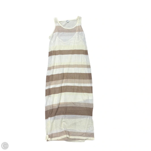 Dress Casual Midi By Bar Iii In Tan & White, Size: L