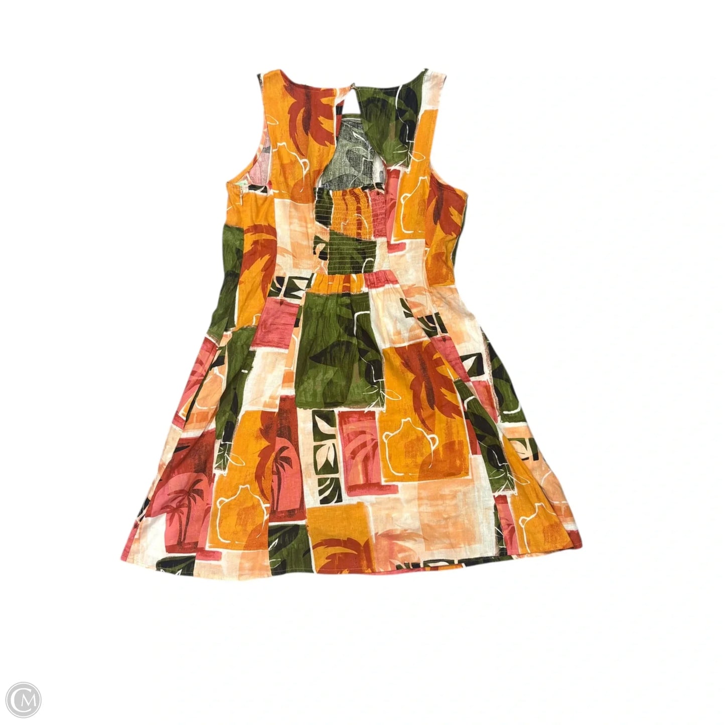 Dress Casual Short By Nicole Miller In Green & Orange, Size: S
