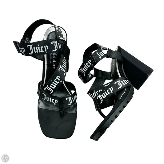 Sandals Heels Block By Juicy Couture In Black & White, Size: 8.5