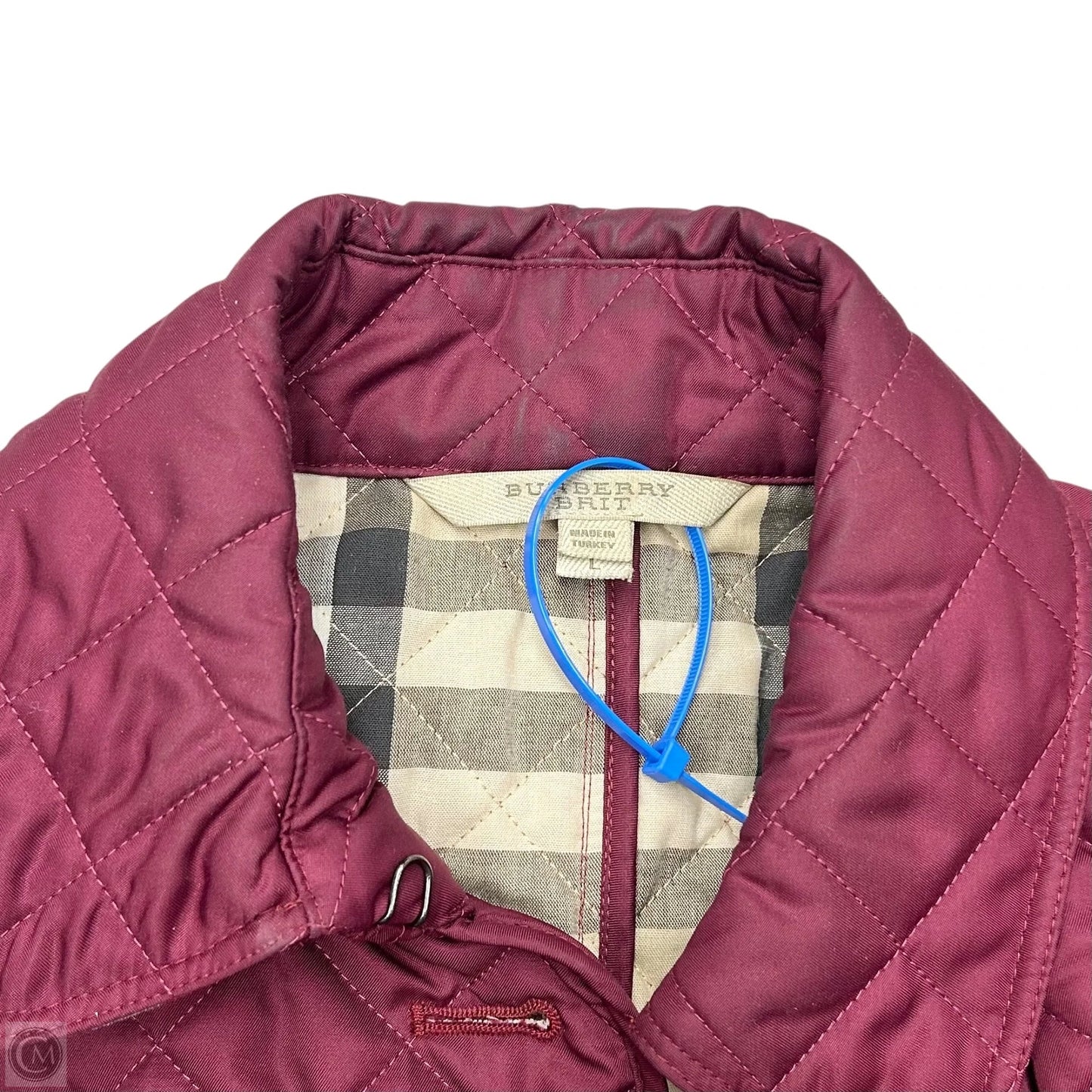 Jacket Luxury Designer By Burberry In Maroon, Size: L