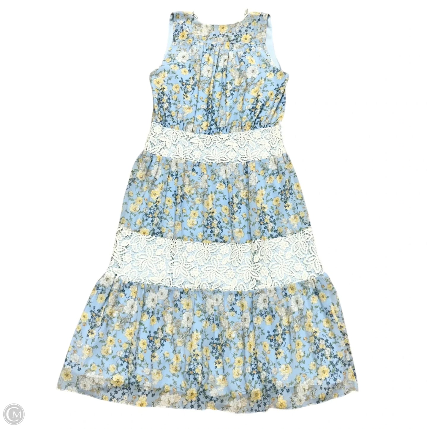 Dress Casual Maxi By Marchesa Rose In Blue & Yellow, Size: M