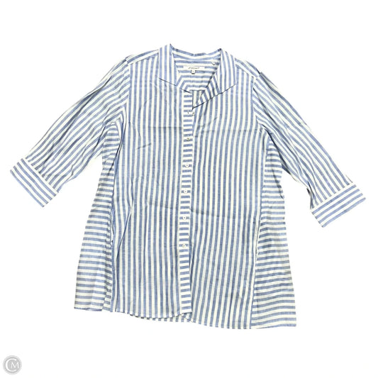 Swimwear Cover-up By Foxcroft In Blue & White, Size: Xl
