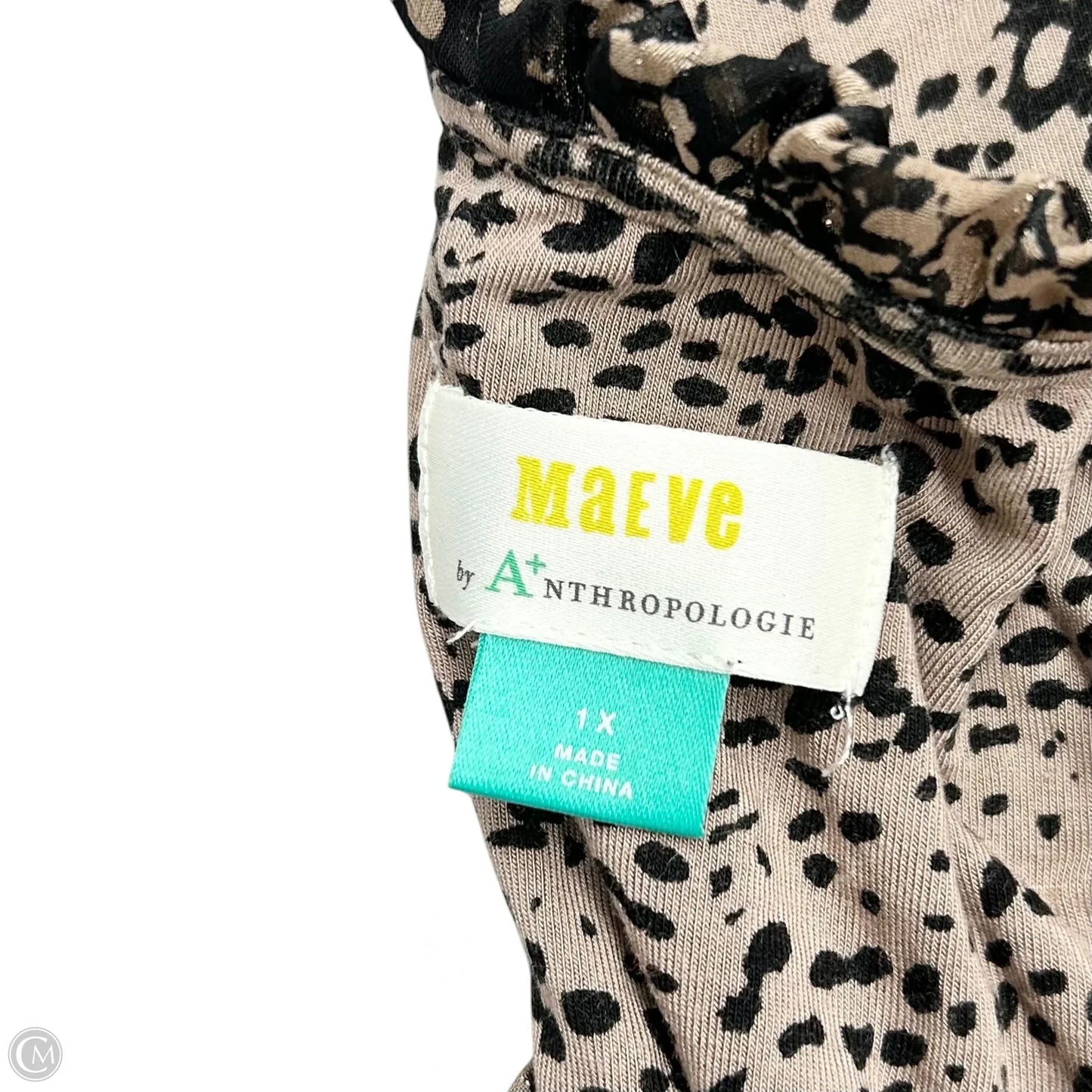 Top Long Sleeve By Maeve In Black & Brown, Size: 1x