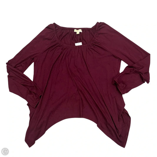 Top Long Sleeve By Michael By Michael Kors In Maroon, Size: Xxl