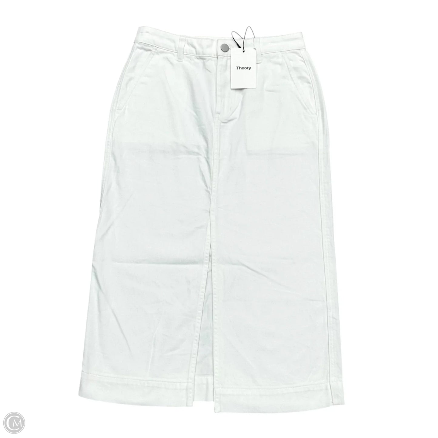 Skirt Midi By Theory In White Denim, Size: 2