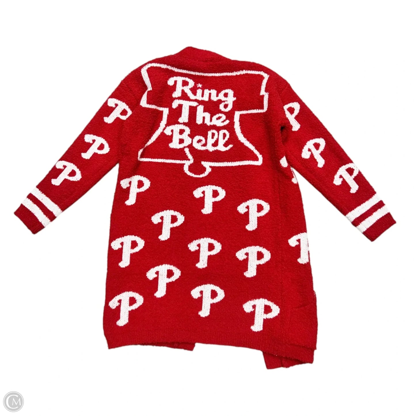 Sweater Cardigan By B Rose In Red & White, Size: M