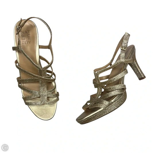 Sandals Heels Kitten By Naturalizer In Gold, Size: 9.5