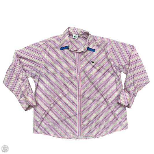 Top Long Sleeve By Lacoste In Pink & Yellow, Size: 4x