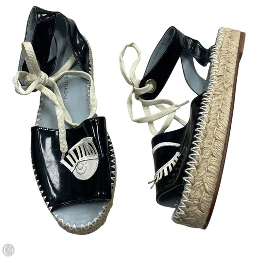 Sandals Flats By Chiara Ferragni In Black & Cream, Size: 9.5