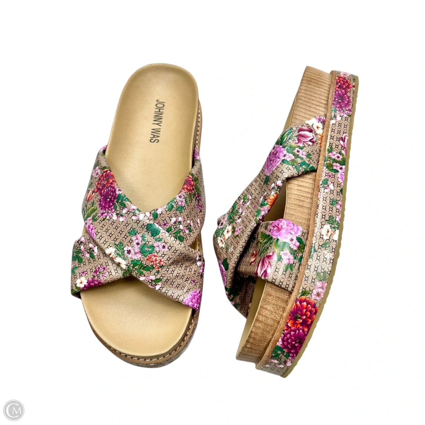 Sandals Heels Platform By Johnny Was In Floral Print, Size: 9