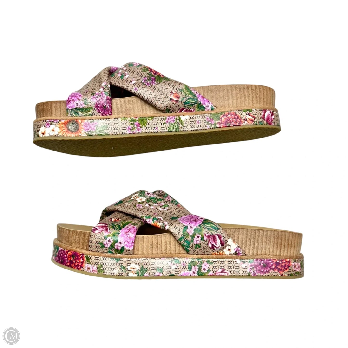 Sandals Heels Platform By Johnny Was In Floral Print, Size: 9