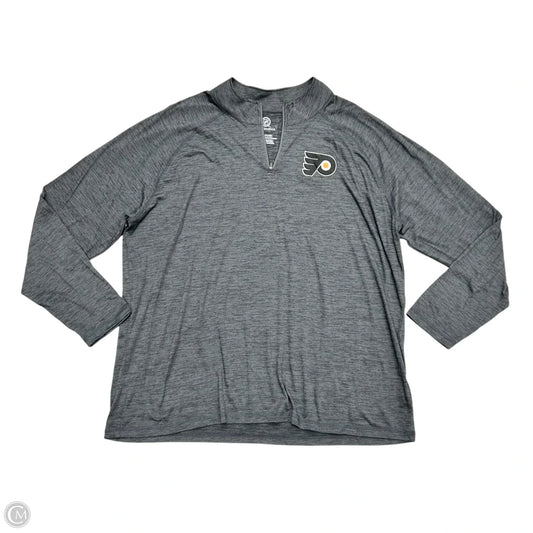 Athletic Top Long Sleeve Collar By Fanatics In Grey, Size: 3x