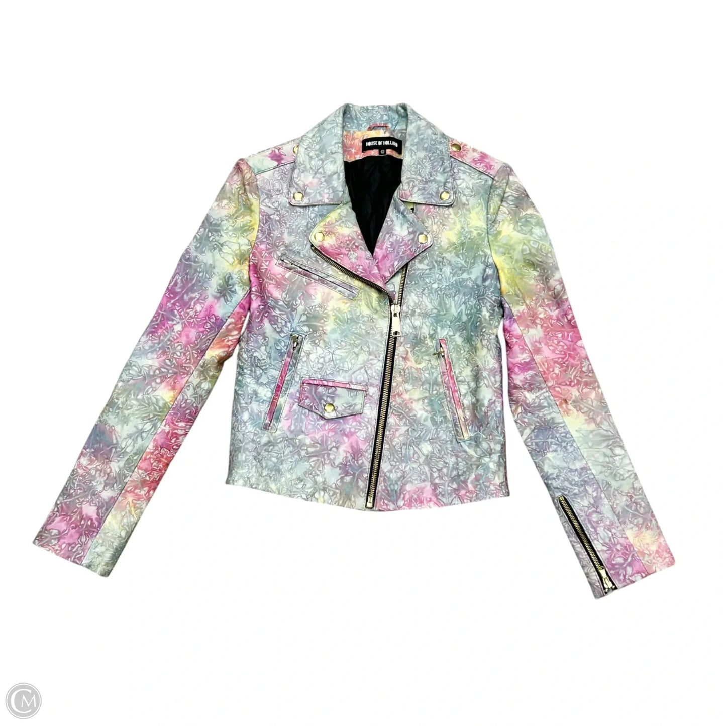 Jacket Leather By House Of Holland In Rainbow Print, Size: S